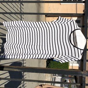 Sun dress white with black stripes size L